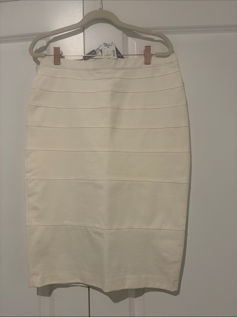 Thalian Cream Panelled Pencil Skirt